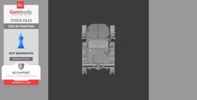 A detailed 3D model of an armored vehicle, viewed from above, designed for 3D printing.