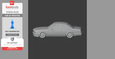 3D model of a BMW E24 car, side view, designed for 3D printing.