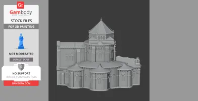 Detailed 3D model of the Diocese of Nevers architecture, featuring detailed domes and arches.