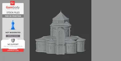 Detailed 3D model of Nevers architecture, featuring intricate arches and layered roofing.