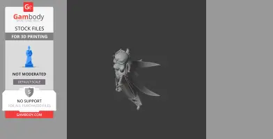 A detailed 3D model of La Signora from Genshin Impact, featuring intricate armor and a flowing cape.