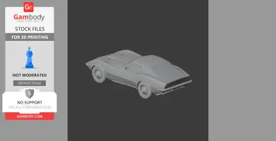 3D model of a classic Chevrolet Astrovette car, ready for 3D printing, shown in grayscale.