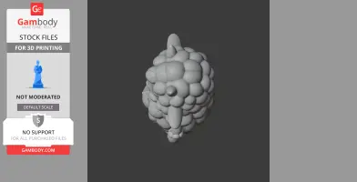 3D model of a character made of clustered round shapes, resembling a fluffy creature.