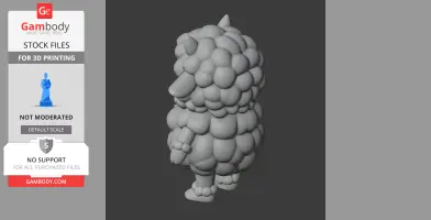 A 3D model of a sheep-like, rounded creature with a textured, bubble-like surface and small limbs.
