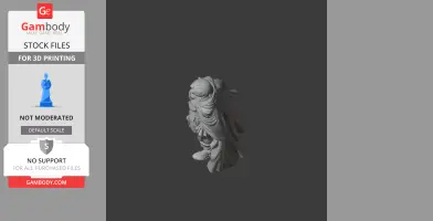 A detailed, cloaked fantasy character figurine in STL format for 3D printing, viewed from above.
