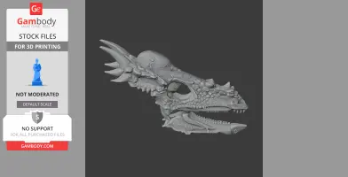 3D model of a detailed Stygimoloch dinosaur skull, side view, ready for 3D printing.
