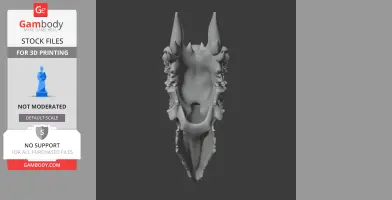 3D model of a Stygimoloch skull, showcasing intricate details for 3D printing.