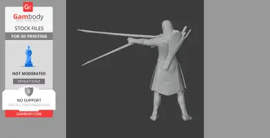 A 3D model of an archer with a quiver, aiming a bow.
