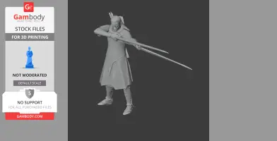 An elf archer in action pose, wearing a long tunic, holding a bow and arrow ready to shoot.