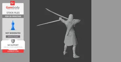 A 3D model of an archer with a bow and quiver, wearing a cloak and boots, ready for 3D printing.