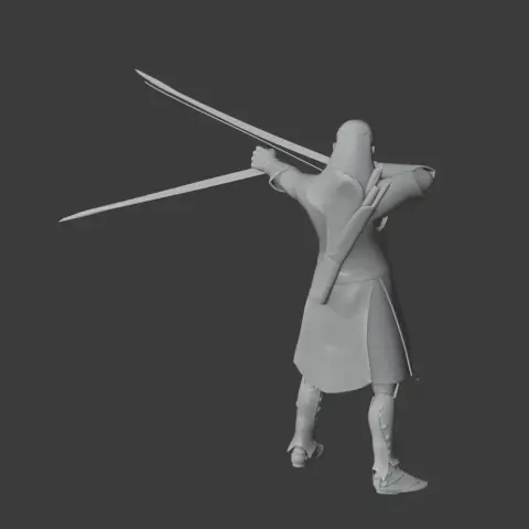 Archer figurine in action pose, drawing bow with arrows, medieval attire, STL model for 3D printing.