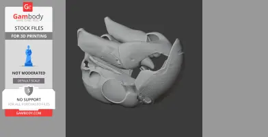3D model of a sulphur-crested cockatoo skull, ready for 3D printing.