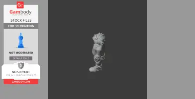 3D model of a character with spiky hair, standing with arms crossed.
