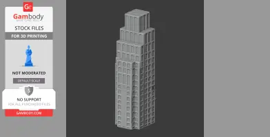 Tall, tiered skyscraper model with detailed window patterns for 3D printing.