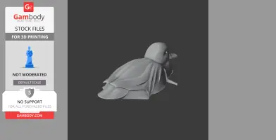 3D model of a Baikal teal bird, designed for 3D printing, shown in a neutral gray color.
