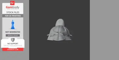 A 3D model resembling a stylized bird or animal head, viewed from the front.