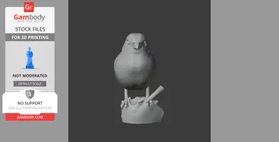 3D model of a Baird's junco bird perched on a small base with visible detail lines.