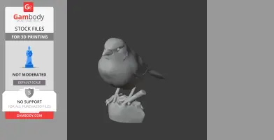 3D model of a bird standing on a rock; designed for 3D printing.