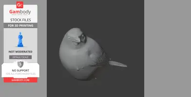 3D model of a Baird's sparrow, designed for 3D printing with detailed feathers and rounded form.