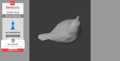 3D model of a bird, resembling a sparrow, designed for 3D printing on a dark background.