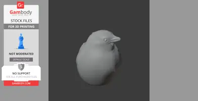 3D model of a bird with smooth, rounded features, suitable for 3D printing.