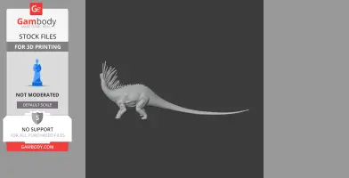 3D model of Bajadasaurus with distinct neck spines, ready for 3D printing.