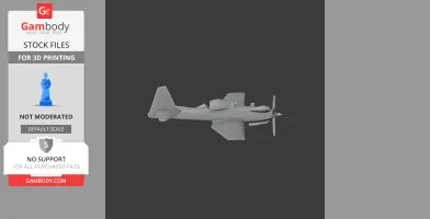 Gray 3D model of a vintage propeller aircraft, designed for 3D printing.