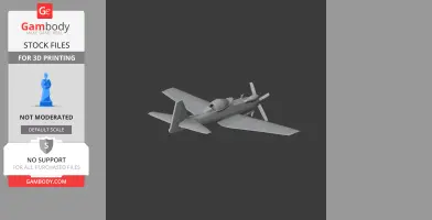 A 3D model of a propeller-driven aircraft with sleek design and prominent wings, ready for 3D printing.