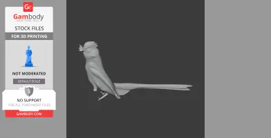 3D model of a prehistoric Balearic warbler in profile view, designed for 3D printing.
