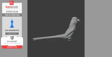 A 3D model of a prehistoric bird with a long tail and raised crest, ready for 3D printing.