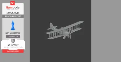 3D model of a biplane with detailed propeller and wing structure, suitable for 3D printing.