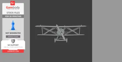 3D model of Curtiss F7C Seahawk biplane viewed head-on, with detailed propeller and wings.
