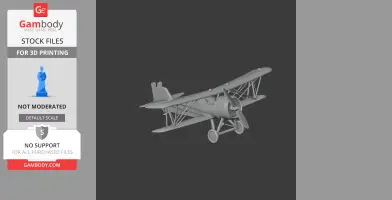 A 3D model of the Curtiss F7C Seahawk biplane, detailed for 3D printing, shown in grayscale.