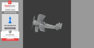 3D model of a Curtiss F7C Seahawk biplane, side view, for 3D printing.