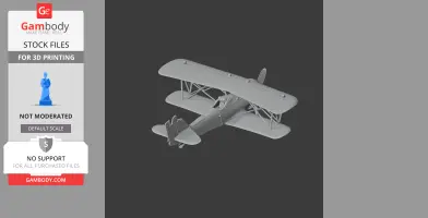 3D model of a Curtiss F7C Seahawk biplane, designed for 3D printing, shown from an angle.