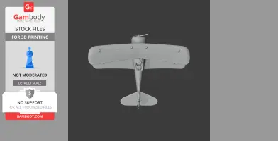 3D model of a Curtiss F7C Seahawk biplane, top view, for 3D printing.
