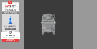 Front view of a detailed armored personnel carrier model for 3D printing.