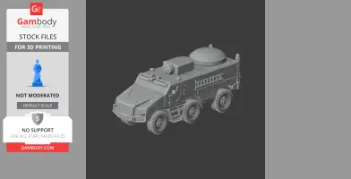 3D model of a six-wheeled armored personnel carrier, detailed for 3D printing.