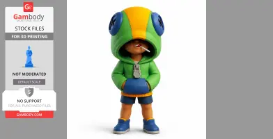 Colorful hooded character figurine with lollipop from Brawl Stars, designed for 3D printing.