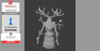 A 3D model of a Leshen from The Witcher 3, featuring antlers and branches on its back.