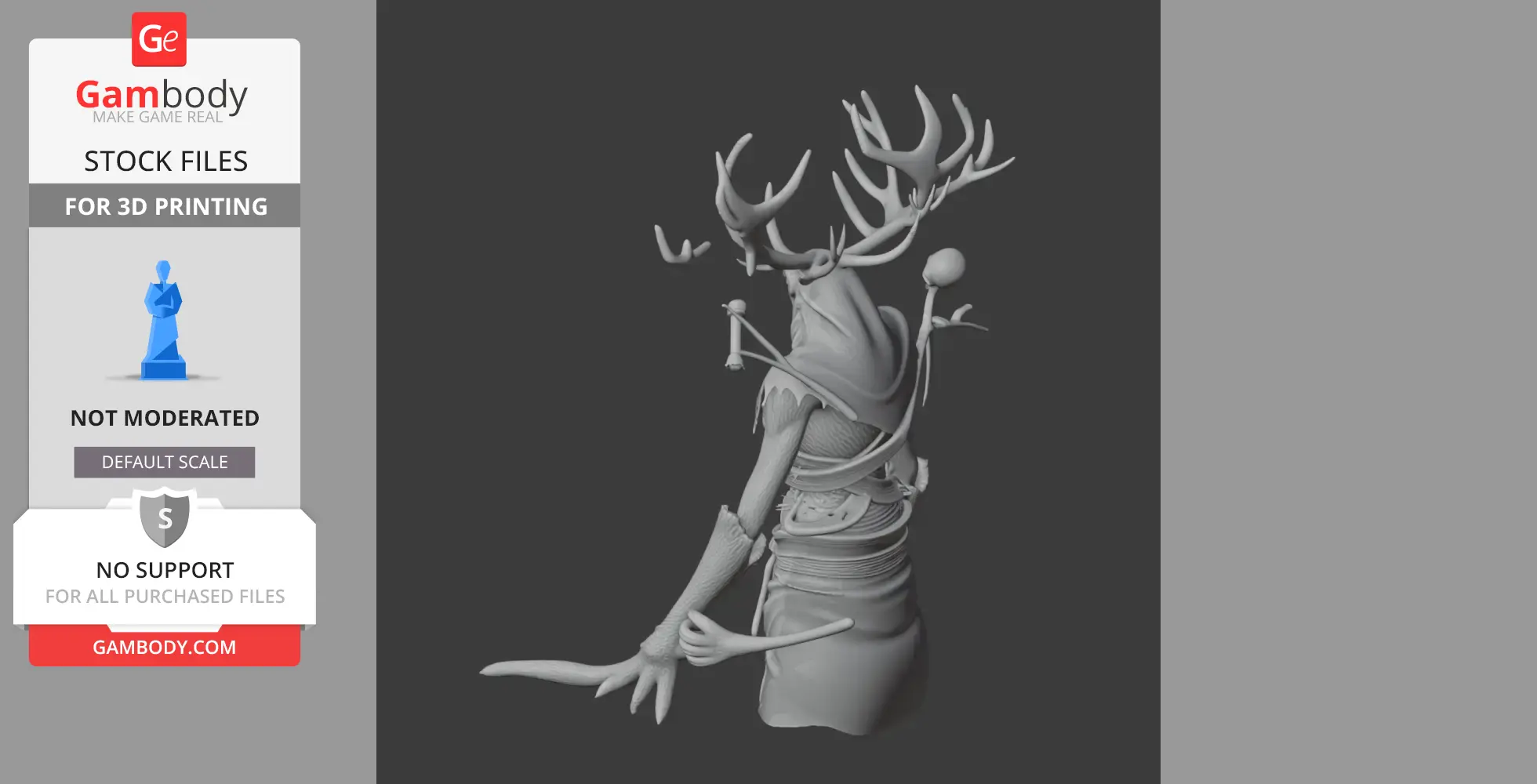 A detailed Leshen figurine from The Witcher 3, featuring antlers and intricate textures for 3D printing.