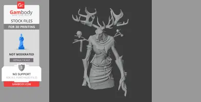 A 3D model of a Leshen creature with antlers and skeletal features from The Witcher 3, designed for printing.