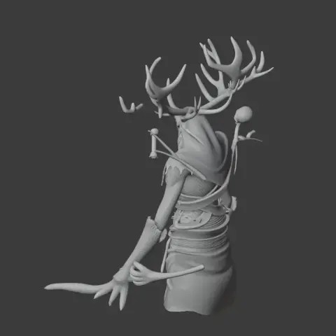A detailed 3D model of a Leshen with antlers and intricate textures, ideal for printing.