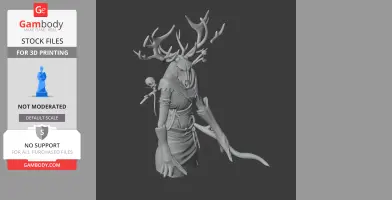 Detailed Leshen figurine with antlers and eerie skeletal design for 3D printing.