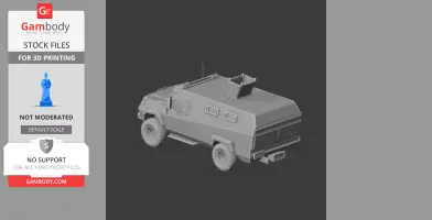 3D model of an Igirigi APC vehicle, featuring detailed armor and a hatch, designed for 3D printing.