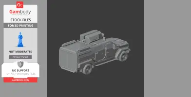 Gray 3D model of a military-style 4x4 armored vehicle for 3D printing.