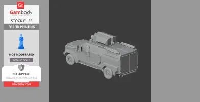 A detailed 3D model of an armored 4x4 vehicle, suitable for 3D printing.