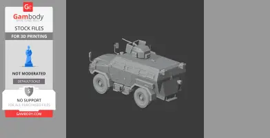3D model of an infantry mobility vehicle with turret, optimized for 3D printing.