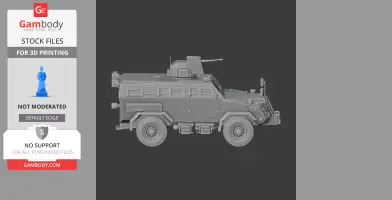 Detailed 3D model of an armored infantry mobility vehicle with turret, side view.