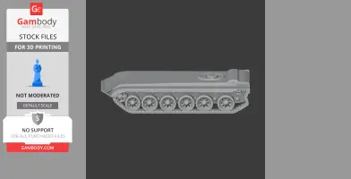 Gray 3D model of an armoured recovery vehicle tank with detailed tracks and wheels.